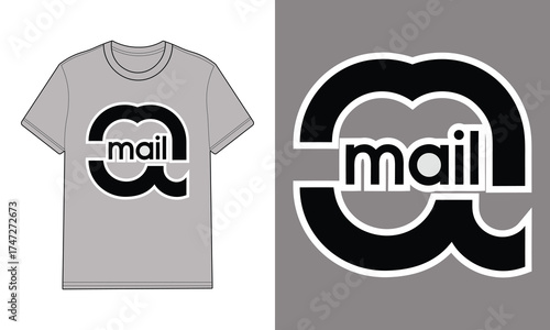 Gray t shirt with mail logo graphic mockup