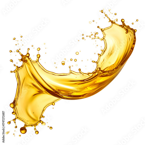 Golden fluid erupts upwards in an artistic splash against a black background