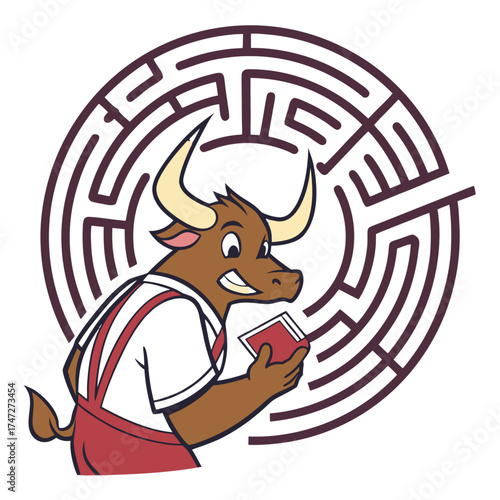 Minotaur Maze Horns Mascot Logo Vector Illustration for Mythic Esports and Modern Branding Design

