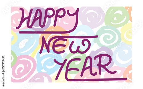 Bright Happy New Year Card, Festive Color Splash Greeting, Vibrant Celebration Postcard