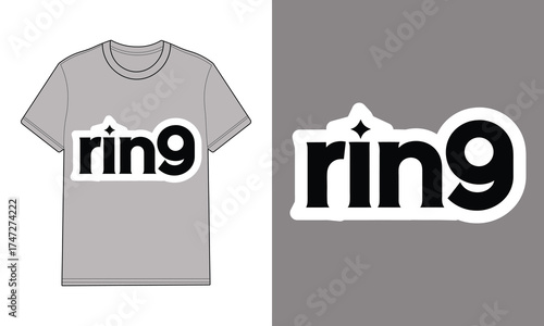 Gray t shirt with ring logo separate ring logo sticker clothing apparel