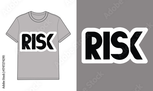 Gray t shirt with risk text graphic clothing apparel