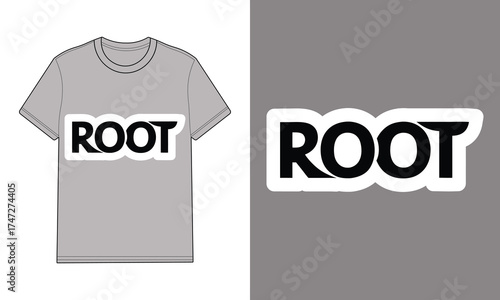 Gray t shirt with root logo chest separate logo clothing apparel