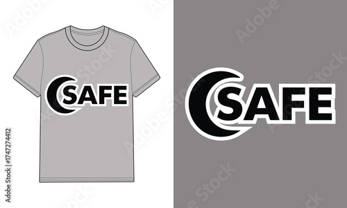 Gray t shirt with S A F E logo graphic clothing apparel