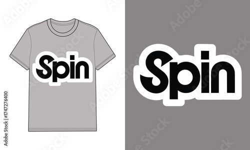Gray t shirt with spin text logo gray mockup