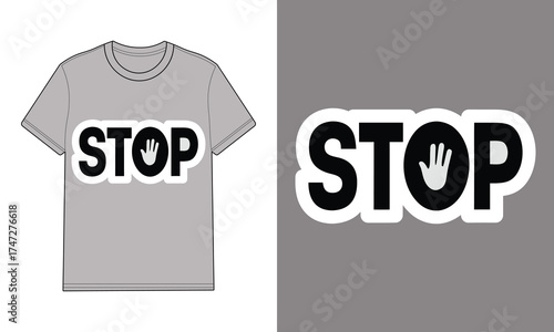 Gray T Shirt with Stop Hand Symbol Graphic mockup
