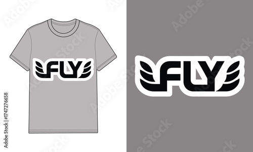 Gray t shirt with stylized F L Y logo mockup