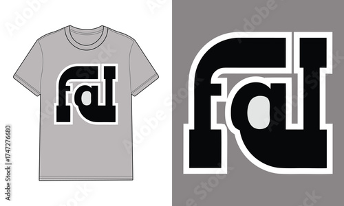 Gray t shirt with stylized fall logo graphic t-shirt apparel