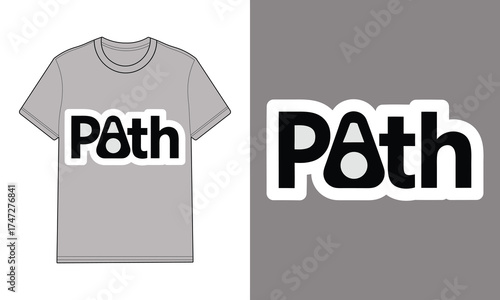 Gray t shirt with stylized word path logo clothing apparel