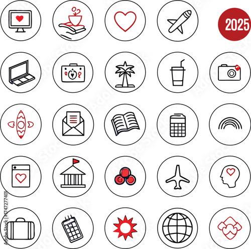 Seasonal and Lifestyle Vector Icon Collection – 50 Line and Doodle Illustrations of Winter, Love, Weather, and Daily Life Themes