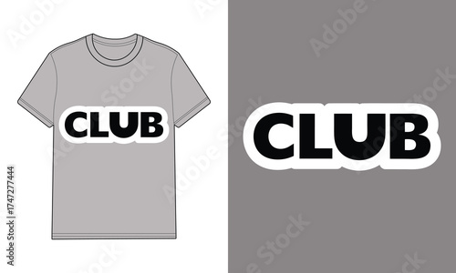Gray t shirt with text club gray graphic