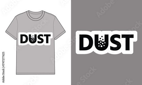 Gray t shirt with text dust small dots t-shirt clothing