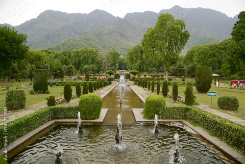 Nishat  garden Bagh is a popular tourist attraction, Nishat Bagh is a 12-tiered terraced garden located near the famous Dal Lake in Srinagar. It is the second largest Mughal garden in Kashmir.