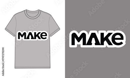 Gray t shirt with text graphic make clothing apparel