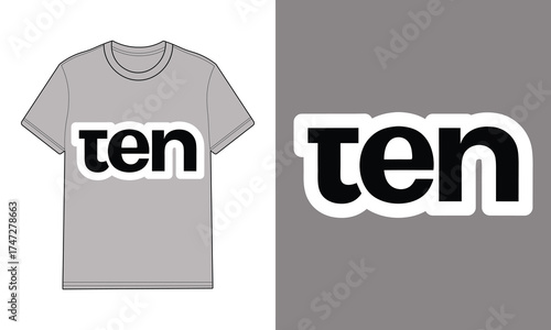 Gray t shirt with text graphic spelling ten t-shirt clothing