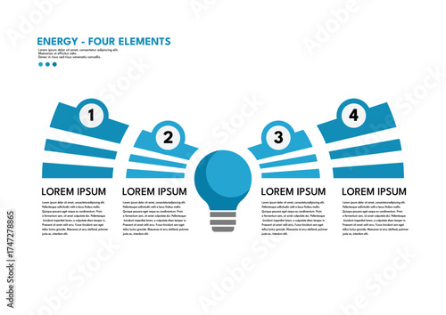 Energy four elements infographic template with light bulb -  vector illustration