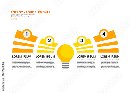 Energy four elements infographic template with light bulb -  vector illustration