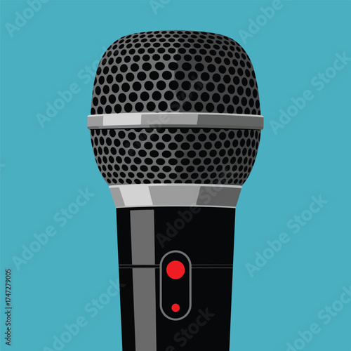 Modern flat design microphone icon for audio recording and performance - Logo vector icon stock illustration - Flat Design Icon