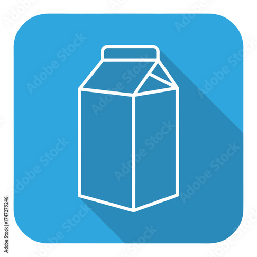 Flat design milk carton icon with long shadow - Logo vector icon stock illustration - Flat Design Icon