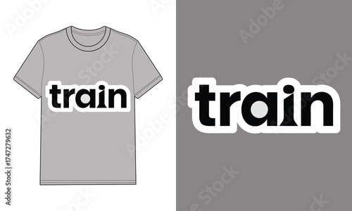 Gray t shirt with train graphic separate train text grey clothing