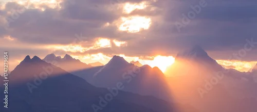 Obraz Mountains on sunset