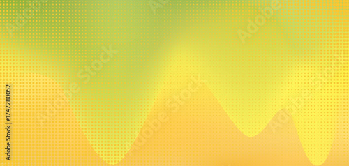Vibrant 3d shape wavy acid yellow and green colors fluid digital watercolor background with halftone texture. Abstract bright backdrop for ui web design, summer poster, business concept