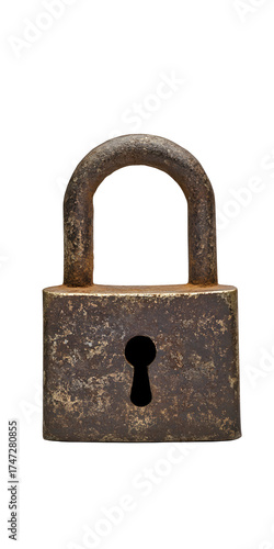 Vintage rusty padlock symbolizes security, protection, and the passage of time, evoking a sense of history and enduring strength.