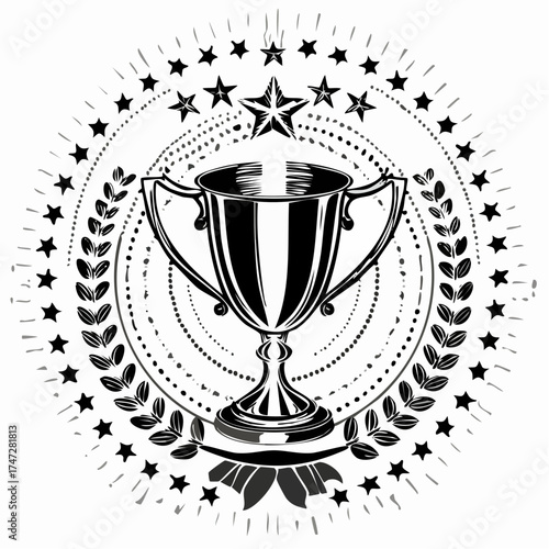 Gold Goblets and Round Emblems for Winners Diploma