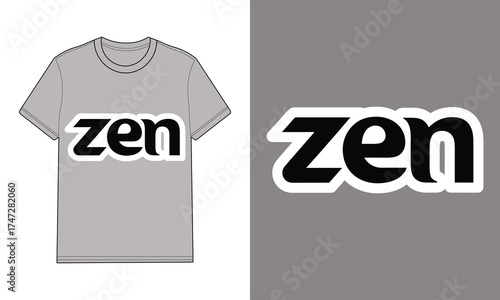 Gray t shirt with zen text graphic mockup