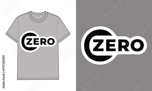 Gray t shirt with zero logo graphic mockup 1