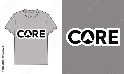 Gray t-shirt with C O R E logo separate logo design clothing apparel