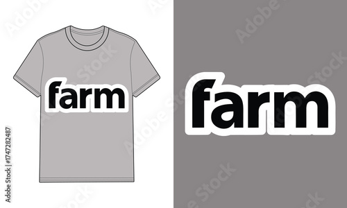 Gray t-shirt with farm text graphic clothing apparel