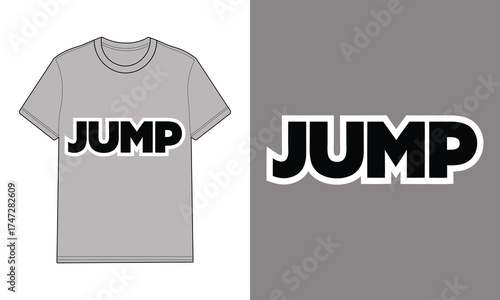 Gray t-shirt with jump text graphic clothing apparel