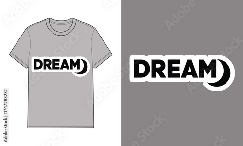 Gray t-shirt with text crescent moon graphic clothing apparel