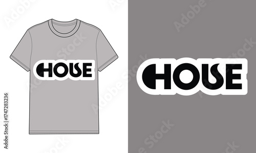 Gray t-shirt with text graphic for house music mockup