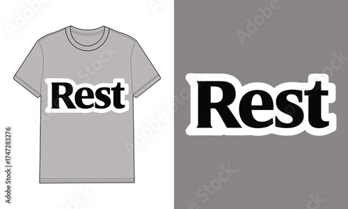 Gray t-shirt with text graphic saying Rest gray backgrounds clothing apparel