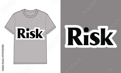 Gray t-shirt with text graphic risk gray backgrounds clothing apparel
