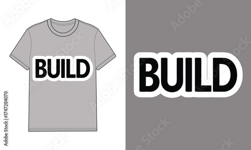 Grey T Shirt with Build Text Graphic mockup