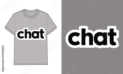 Grey t shirt with chat text graphic grey backgrounds word typography