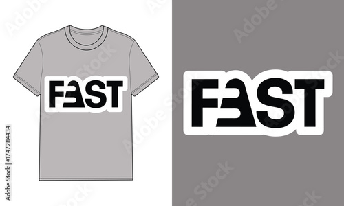 Grey t shirt with F A S T text logo graphic fast