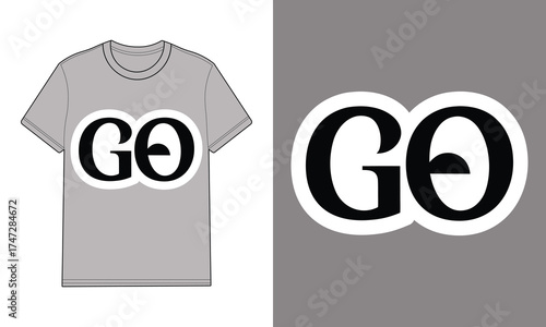 Grey T Shirt with G O Text Graphic Isolated G O Logo mockup