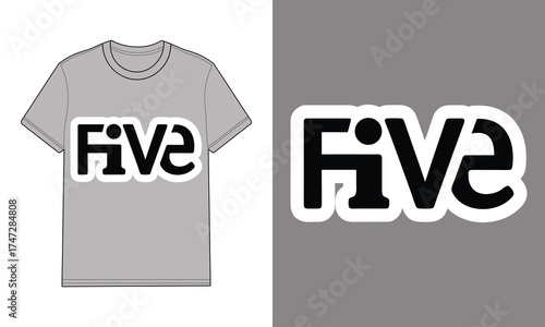 Grey T Shirt With Graphic Design number text