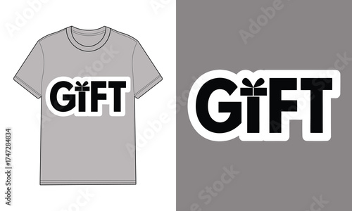 Grey t shirt with gift typography graphic t-shirt apparel