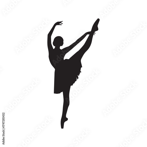 Silhouette of a ballerina in a graceful arabesque pose