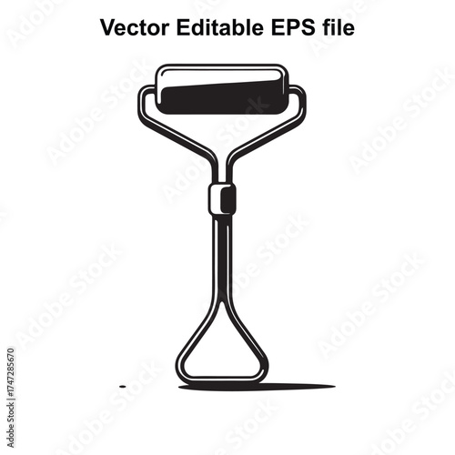 Vector art of black and white illustration of a facial roller