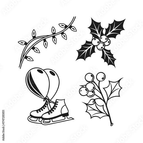Vintage botanical elements set with elegant floral designs and decorative leaves for design projects isolated on transparent background