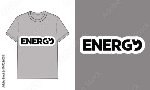 Grey t shirt with text energy plug silhouette mockup
