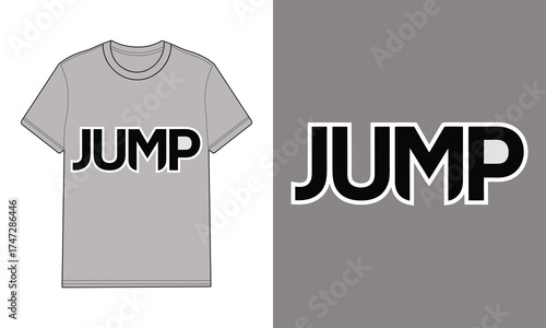 Grey t shirt with text graphic for jump clothing apparel