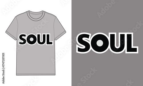 Grey t shirt with text S O U L graphic S O U L clothing apparel