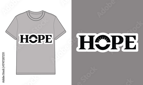 Grey t shirt with typography spelling hope text word